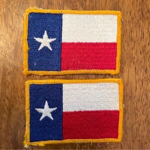 2 Vintage Texas Sew On Patch Applique 3.25x2.25” Red White Blue Yellow Trim S2:4